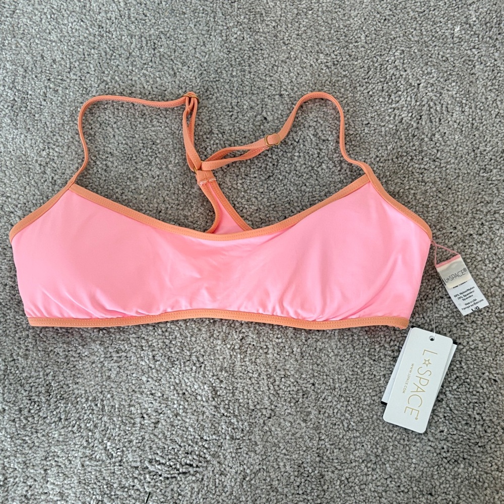 L*Space Pink and Orange Bikini Top